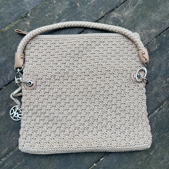 The Sak Cream Woven Vintage Purse w silver hardware - Picture 2 of 9